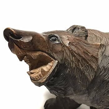 北海道 古い 木彫りの熊 白老 アイヌ 木彫 熊 くま 一刀彫 彫刻 置物 Amazon | 特大全長42cm重量6kg熊木彫置物白老アイヌコタン北海道